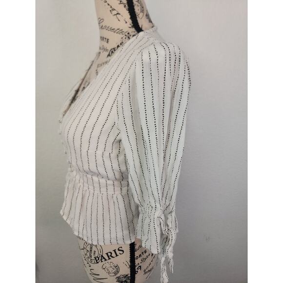 Abercrombie & Fitch Top Womens Small Peplum Button Front 3/4 Sleeves Boho V Neck - Picture 3 of 7